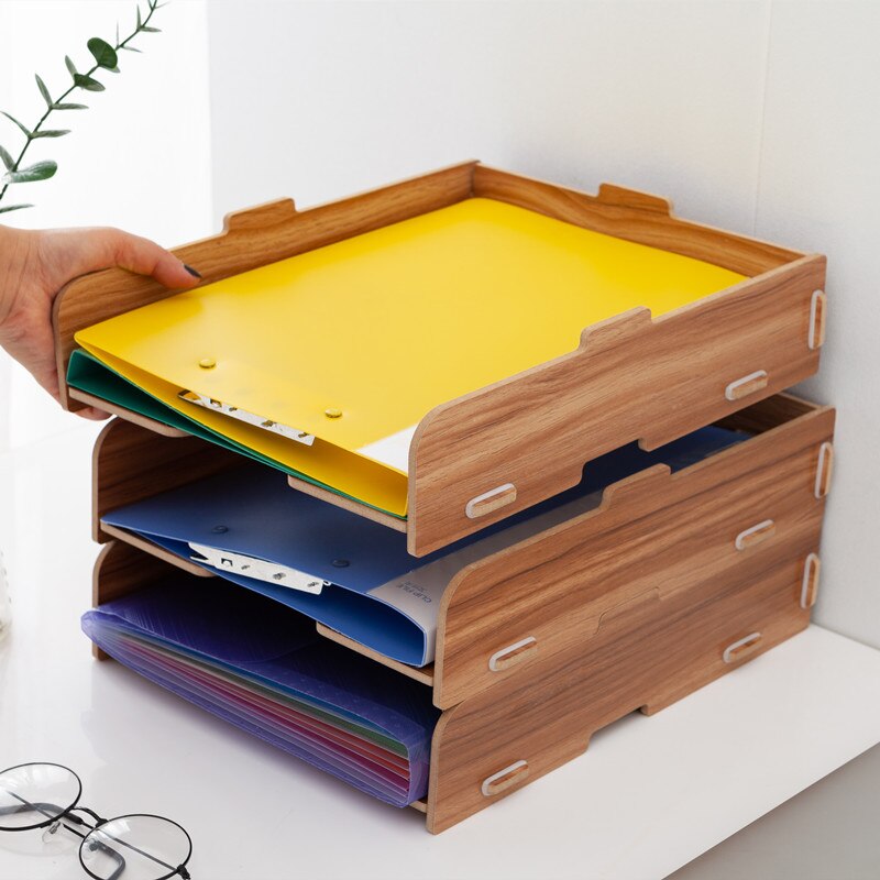 File Tray Desk Accessorie Magazine Holder Office Organizer Layering Paper Storage Tray pen pencil holder School Supplies: Default Title