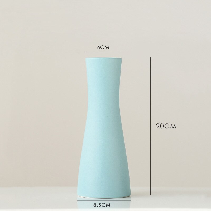 Moderné biele keramické vázy čínsky štýl jednoduchá keramika a porcelánové vázy na umelé kvety ozdobné figúrky: Modrá