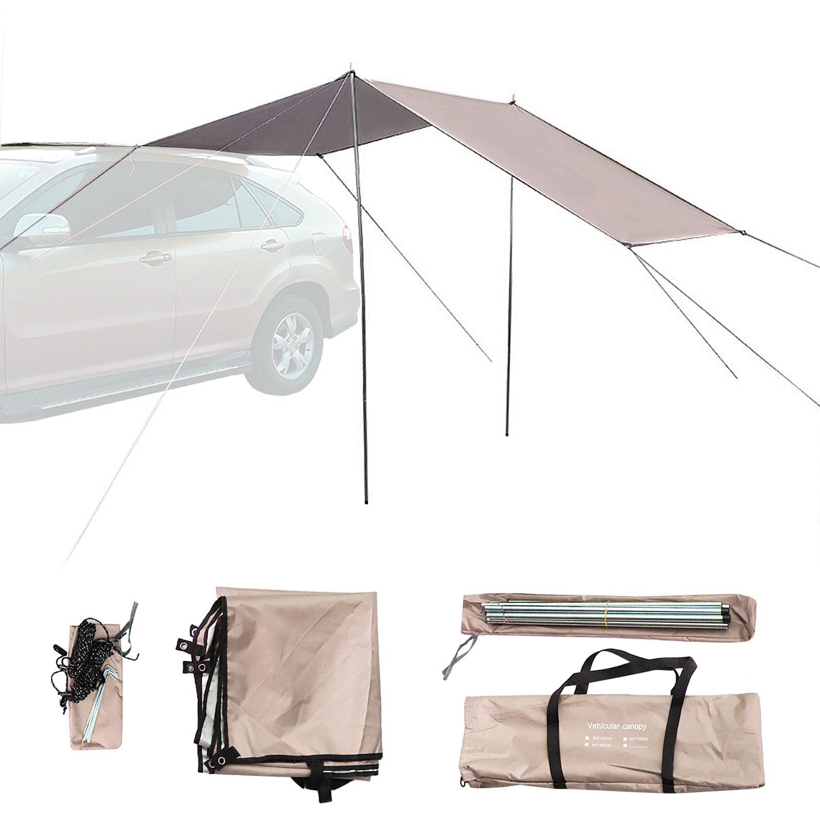 Outdoor Truck Tent Oxford Sun Shelter SUV Tent Auto Canopy Portable Folding Camping Camper Tent Car Awning
