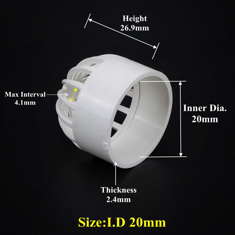 2-5Pcs I.D20-110mm PVC Vent Cap Filter Isolation Screen Water Tank Permeable Joint Aquarium Seafood Pool Overflow Pipe Fittings: I.D 20mm / 5Pcs