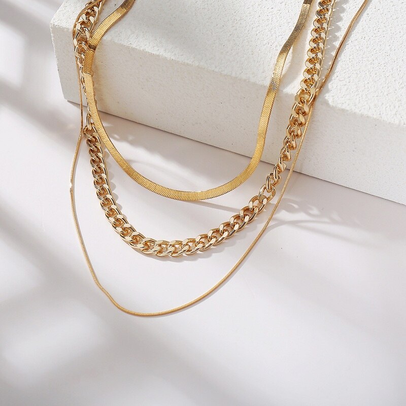 Gothic Punk Metal Multi Layer Dikke Ketting Choker Ketting Voor Vrouwen Mannen Gold Streetwear Sieraden Vrouwelijke Chocker Collier