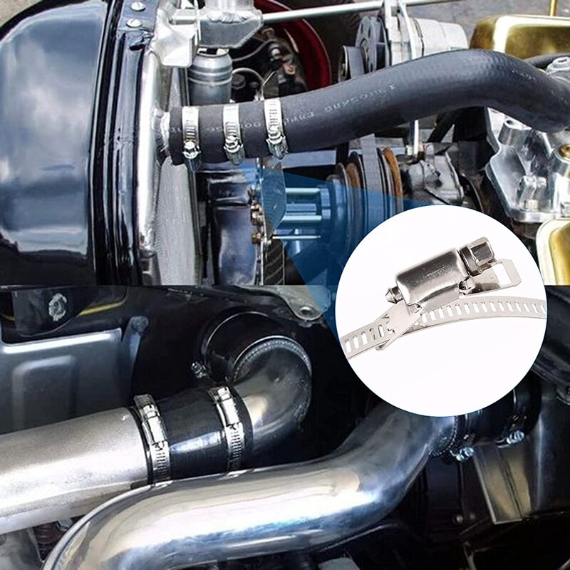 304 Stainless Steel Worm Clamp Hose Clamp Strap with Fasteners Adjustable DIY Pipe Hose Clamp Ducting Clamp