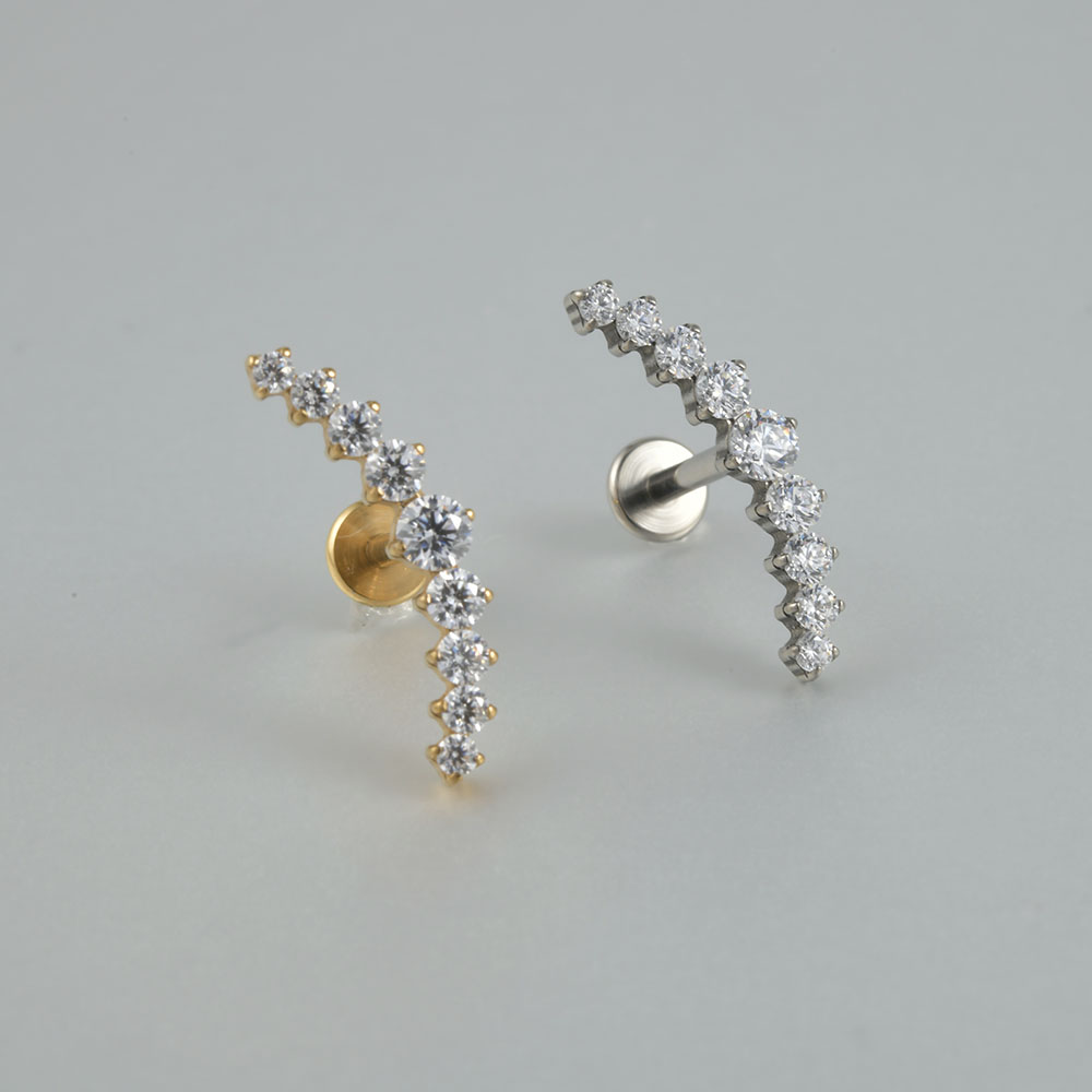 1pcs G23 Solid Titanium CZ Paard oog Bloem Kraakbeen Oorbel Stud 16G Intern Schroefdraad Zon Helix oor Tragus Piercing Sieraden: Black / Antique Bronze Plated