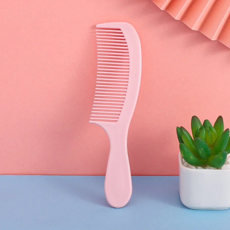 Cepillo de pelo de mano con gancho húmedo, peine rizado, peine plano de plástico, masaje del cuero cabelludo, peine Alisador, herramienta de peinado de peluquería, desenredar: Rosa