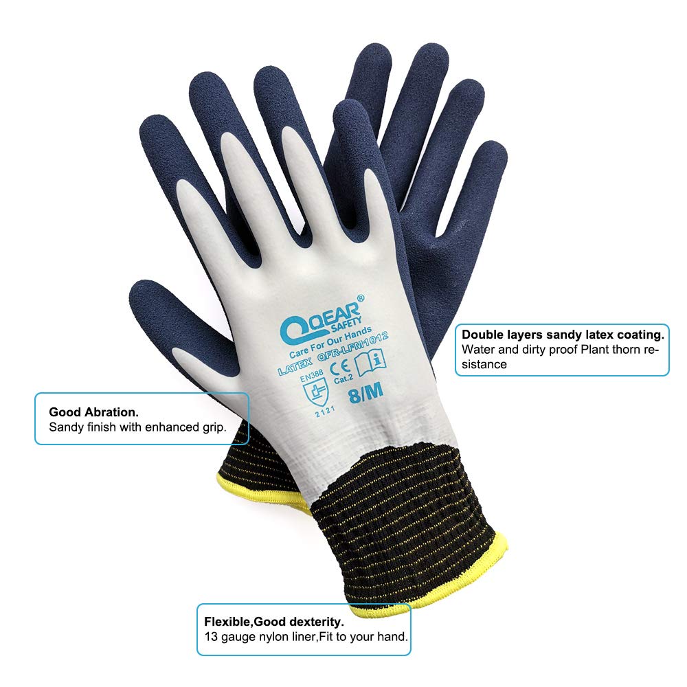 Qear tuinhandschoen van latex, volledig gecoat, waterdicht en bestand tegen rozenstruiken