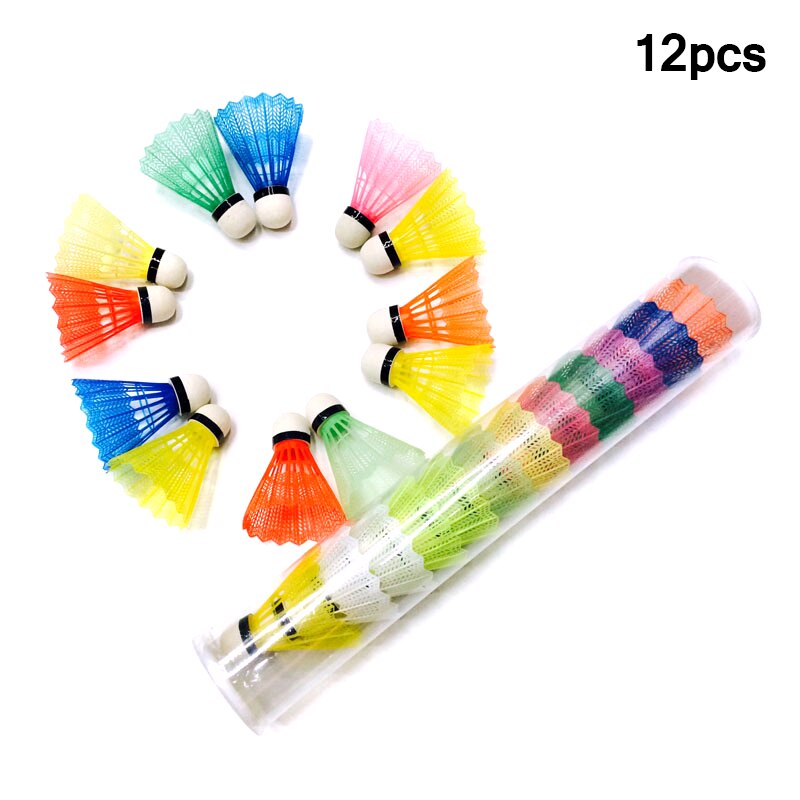 12 stk farverige badmintonbolde bærbare fjernslagsprodukter sport træningsprodukter til udendørs brug admintonbold farverige badminton: 12 stk