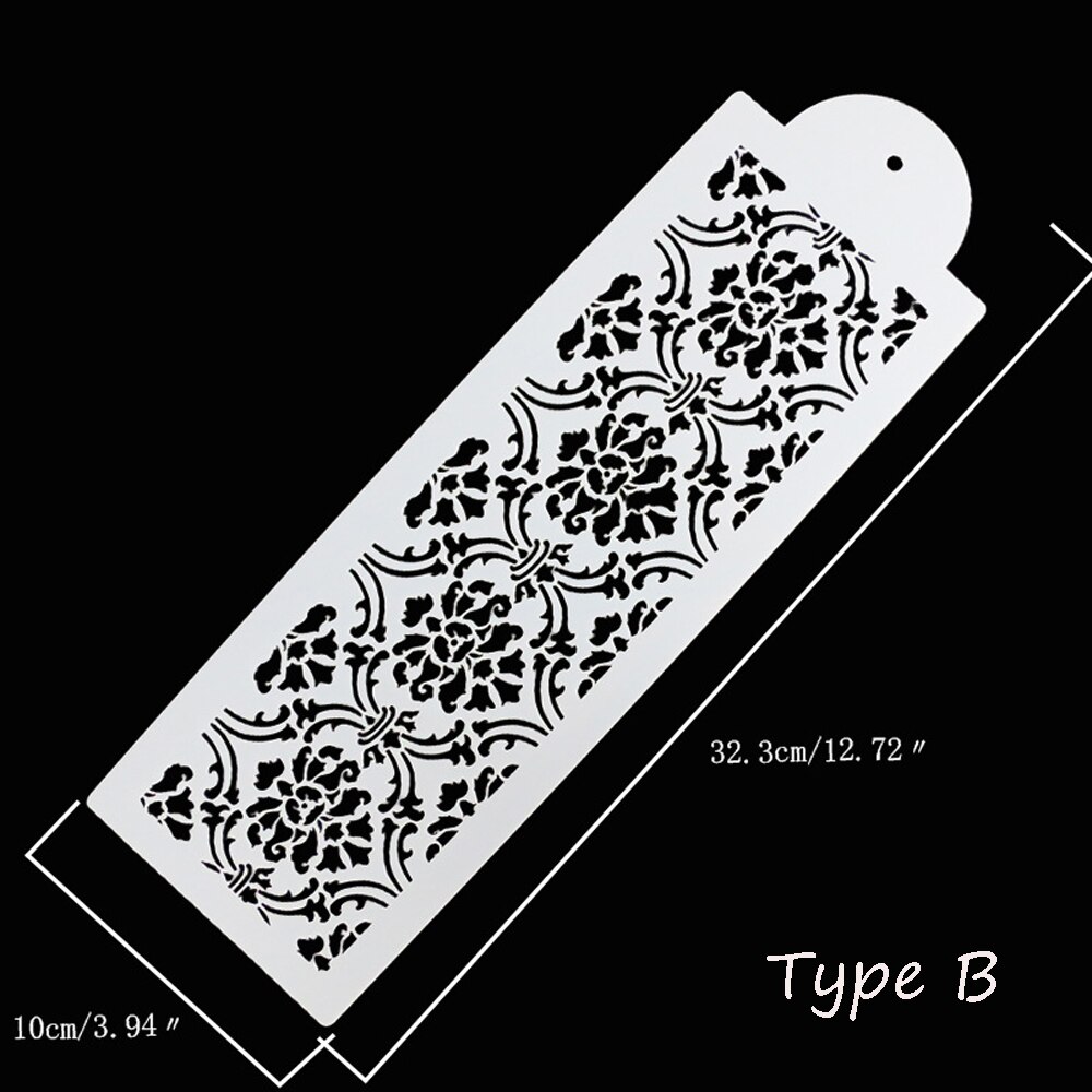 1/2 STUKS Bruidstaart Damast Kant Grens Fondant Mold Cupcake Stencil Bakvorm Sugarcraft Template Cake Decorating Tool: Style B