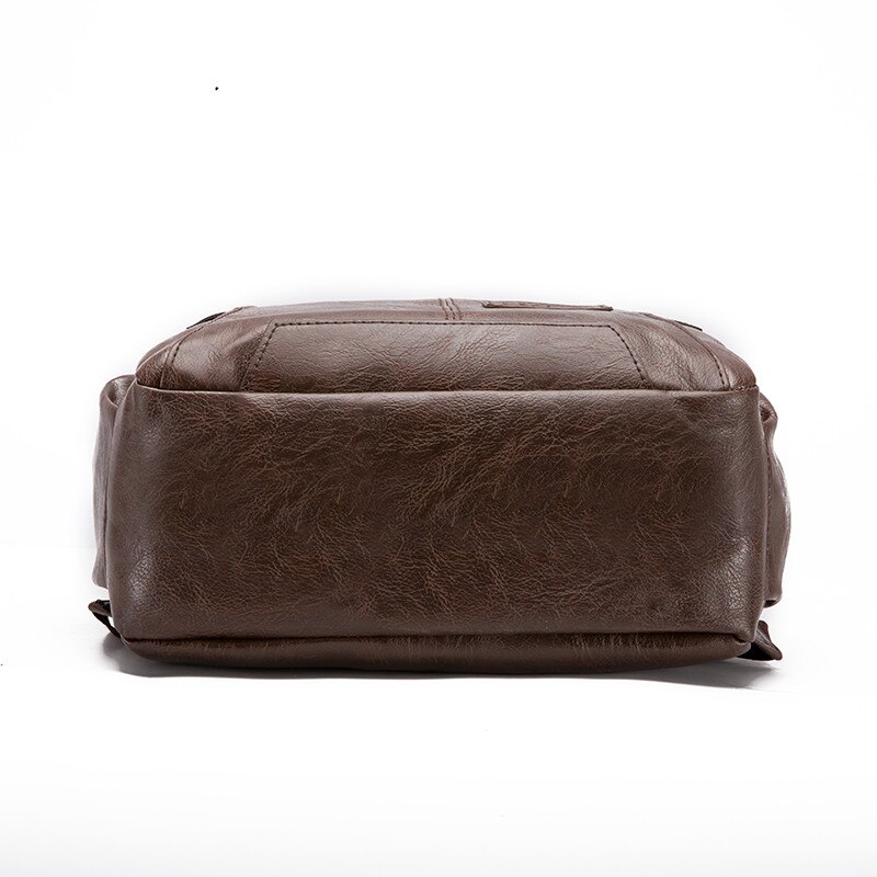 PU Leather Men Backpack Solid School Bags For Teenager Boy's Casual Men Black Backpacks