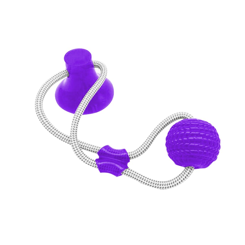 Jouets pour chiens en caoutchouc ventouse chien jouets balle pour animaux de compagnie remorqueur drôle jouet à mâcher dents nettoyage chiot Animal jouet remorqueur corde support fournitures pour animaux de compagnie: purple-B