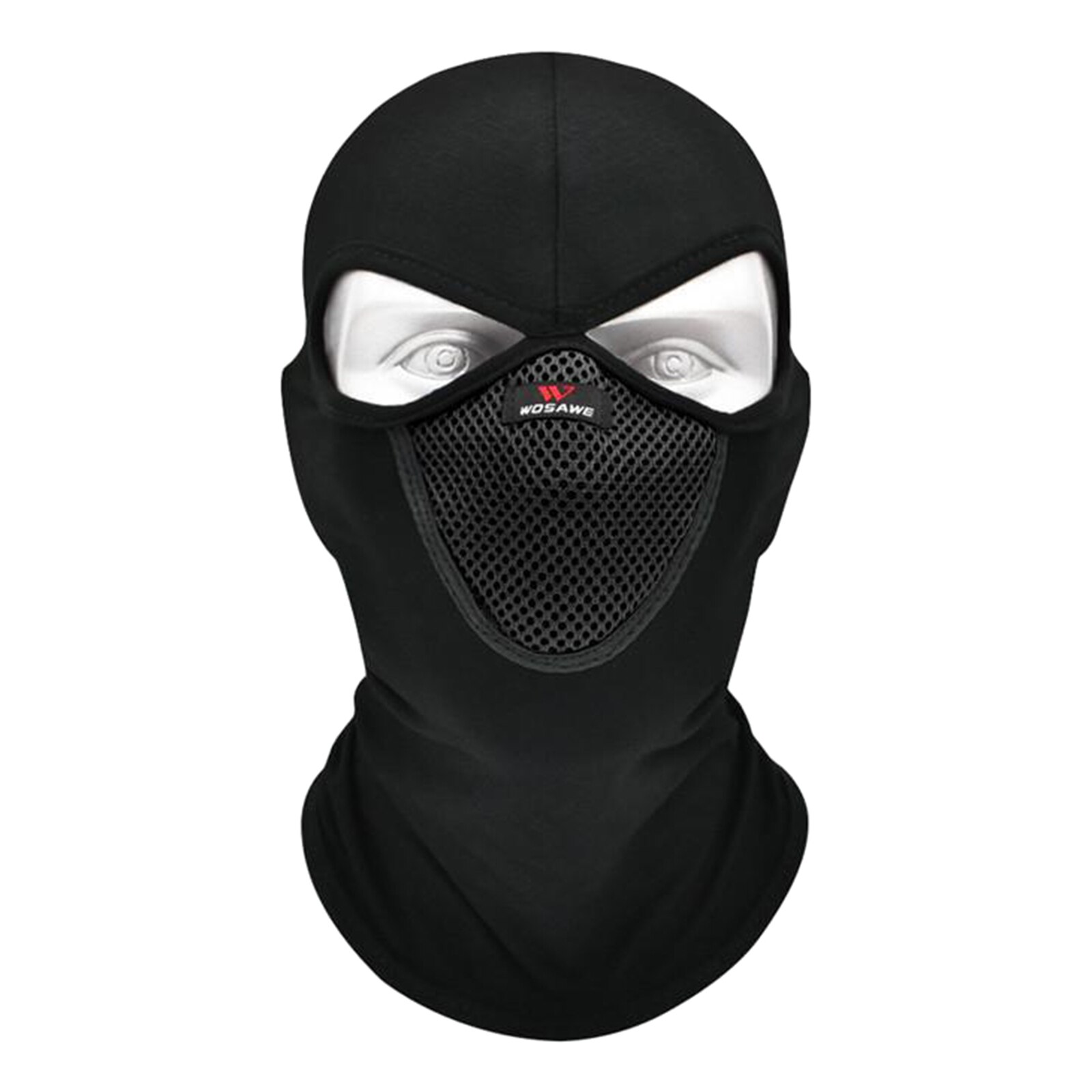 Pasamontañas elástico para hombre y mujer, mascarilla con cuello de motocicleta, calentador para esquí, gorro para exteriores, máscara de lana, gorro para cabeza de nieve: Black