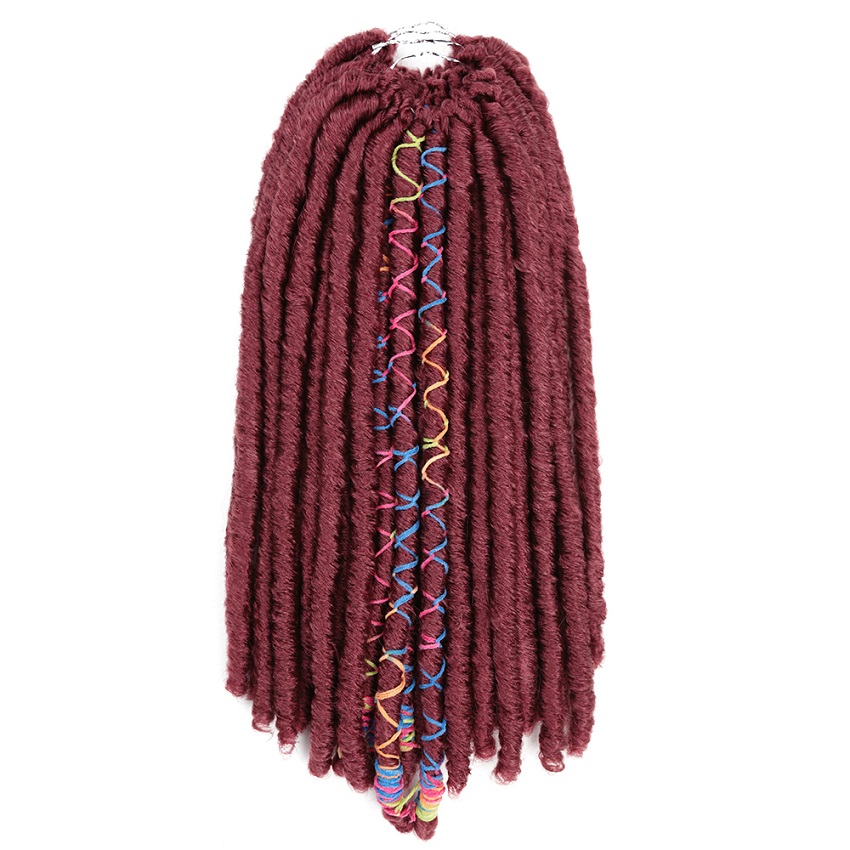 Golden beauty 18 " lange faux locs syntetiske flette hår extensions bløde hæklede fletninger hår med farve linje dreadlocks styles: #530 / 3 stk / parti