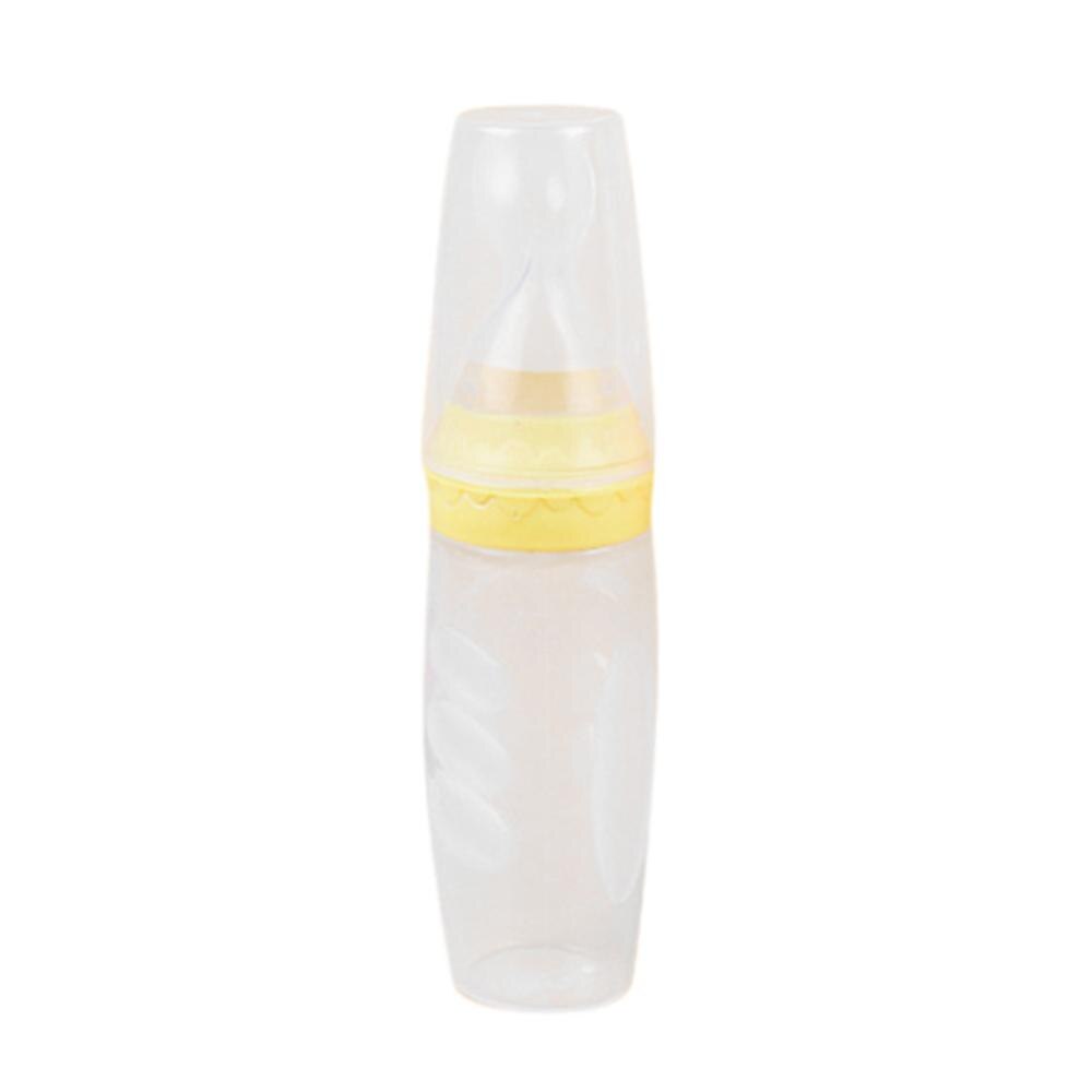 Baby Leuke Zuigfles Baby Fles Menigte Training Siliconen Fles Squeeze Lepel Kind Voedsel Spoonfood Supplement Fles: Yellow