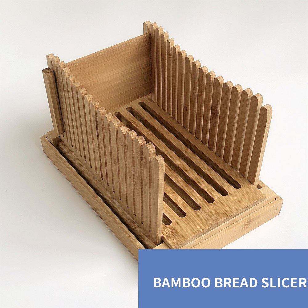 Opvouwbare Bamboe Brood Slicer Snijden Gids Hout Brood Cutter Voor Zelfgemaakte Brood Broodjes Bagels Bakken Tools