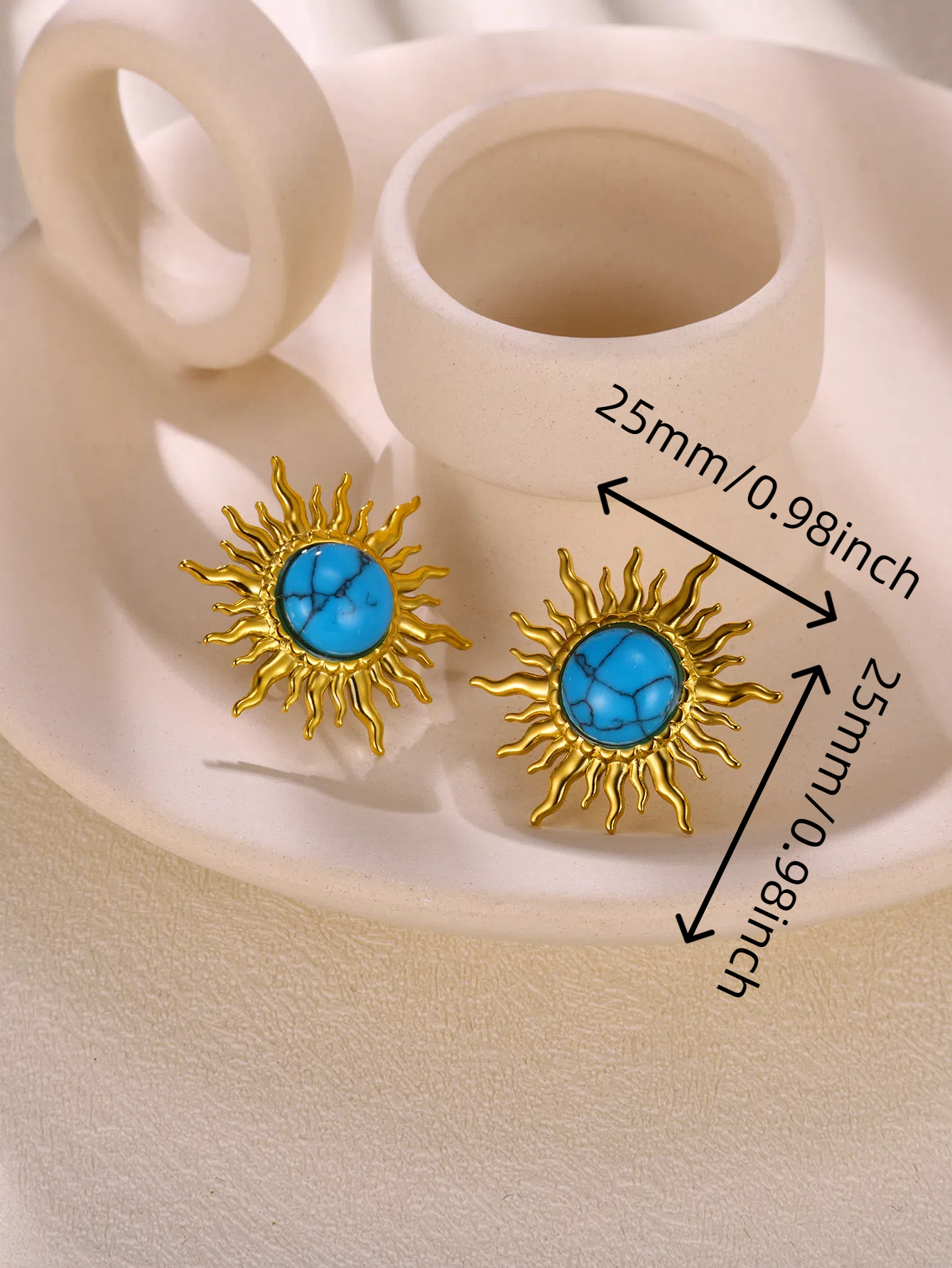 Pendientes delicados de flores para mujer, concha de Color dorado, acero inoxidable, resistente al agua, joyería Bohemia para el sol, Aretes de perlas de Navidad bonitos: Color dorado