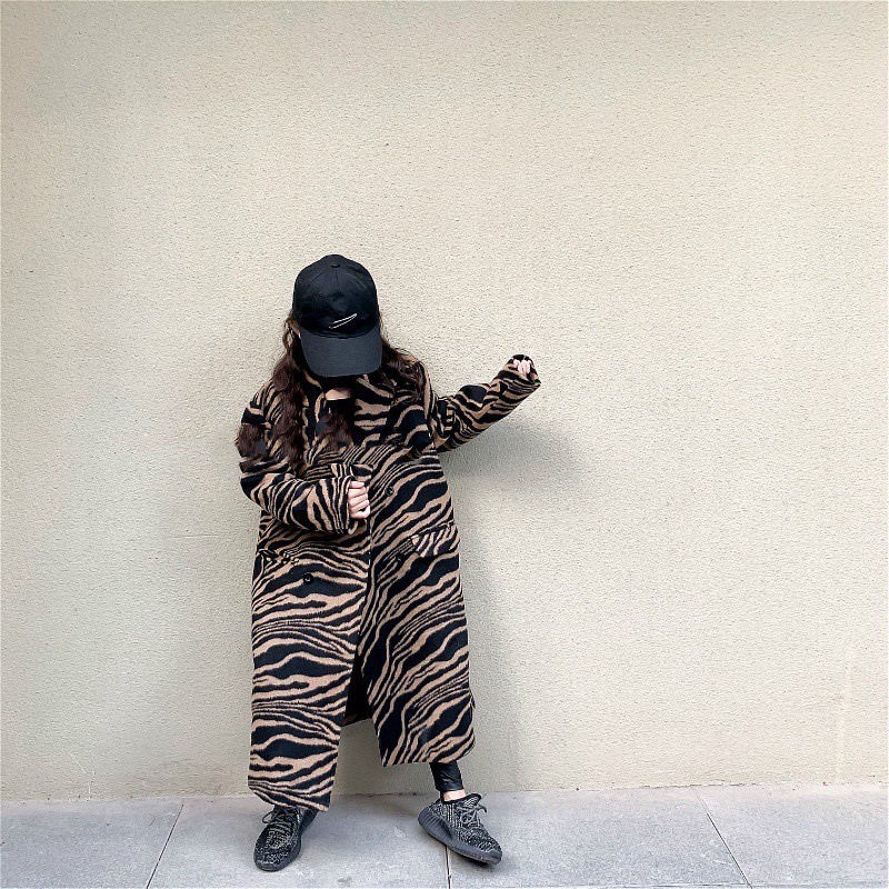 Cappotto con motivo zebrato per ragazze 2021 giacca invernale in lana a reticolo caldo casuale per bambini capispalla in lana per bambini
