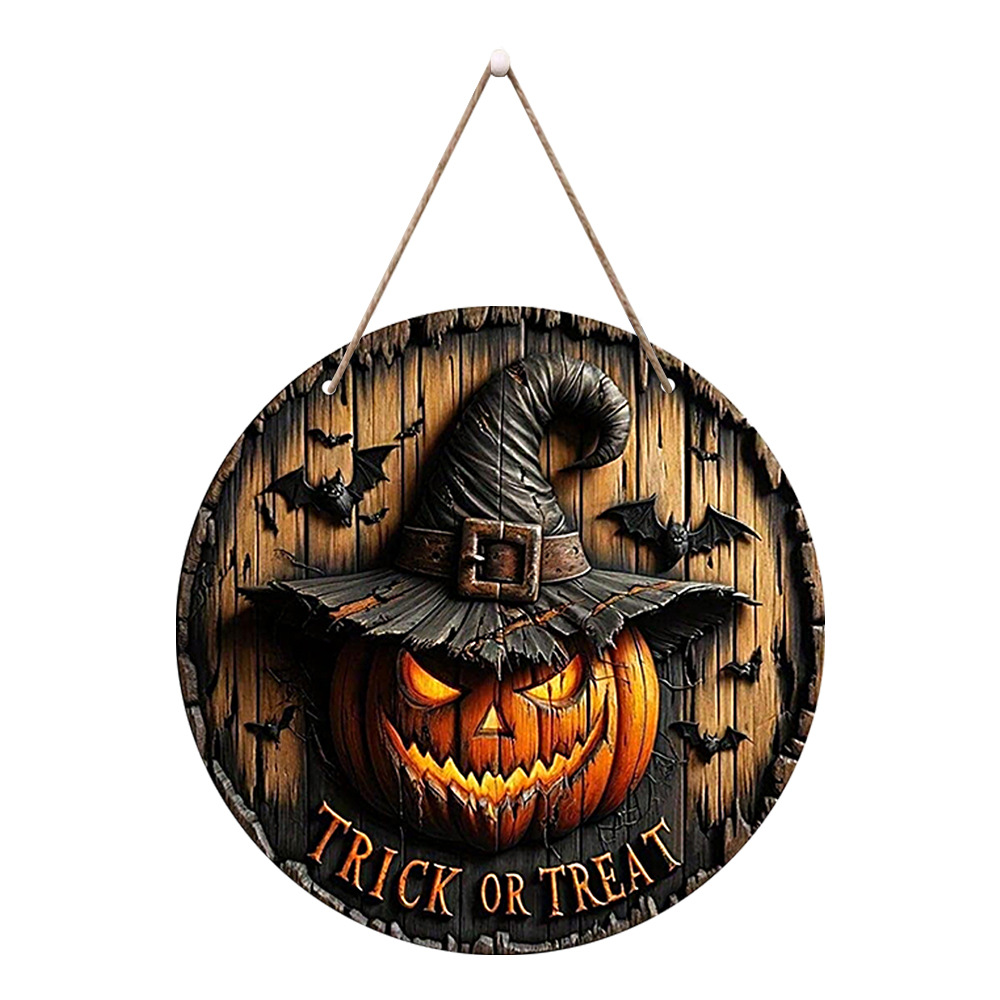 Halloween decoratie Borden Halloween Houten Decoraties Pompoen Spookfeest Binnen- en Buiten Sfeer Houten Ronde Decoratief