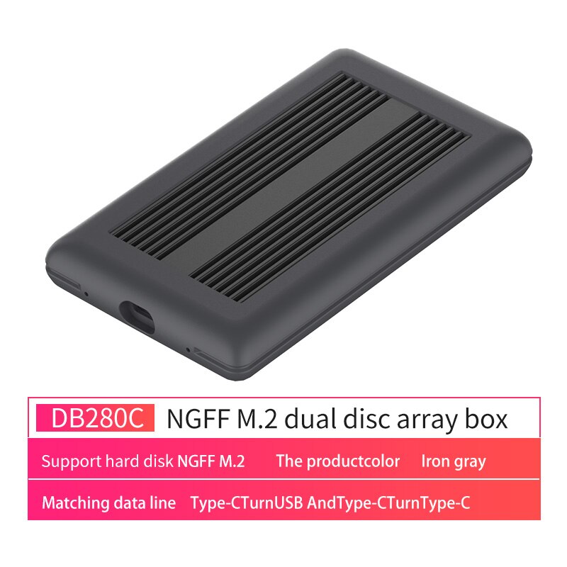 Dual Festplatte Reihe Schrank 2.5 ''Festplatte Reihe mit überfallen Funktion 4 Modi USB 3,1 Typ C Disk Reihe Kasten 2 Bucht Daten Sicherung: DB280C-A.C-A