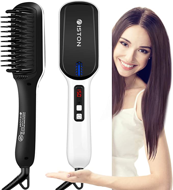 Beard Straightener for Men Ionic Hair straightening Brush Beard/Hair Straightener Comb with Anti-Scald Feature with LED Display: Default Title