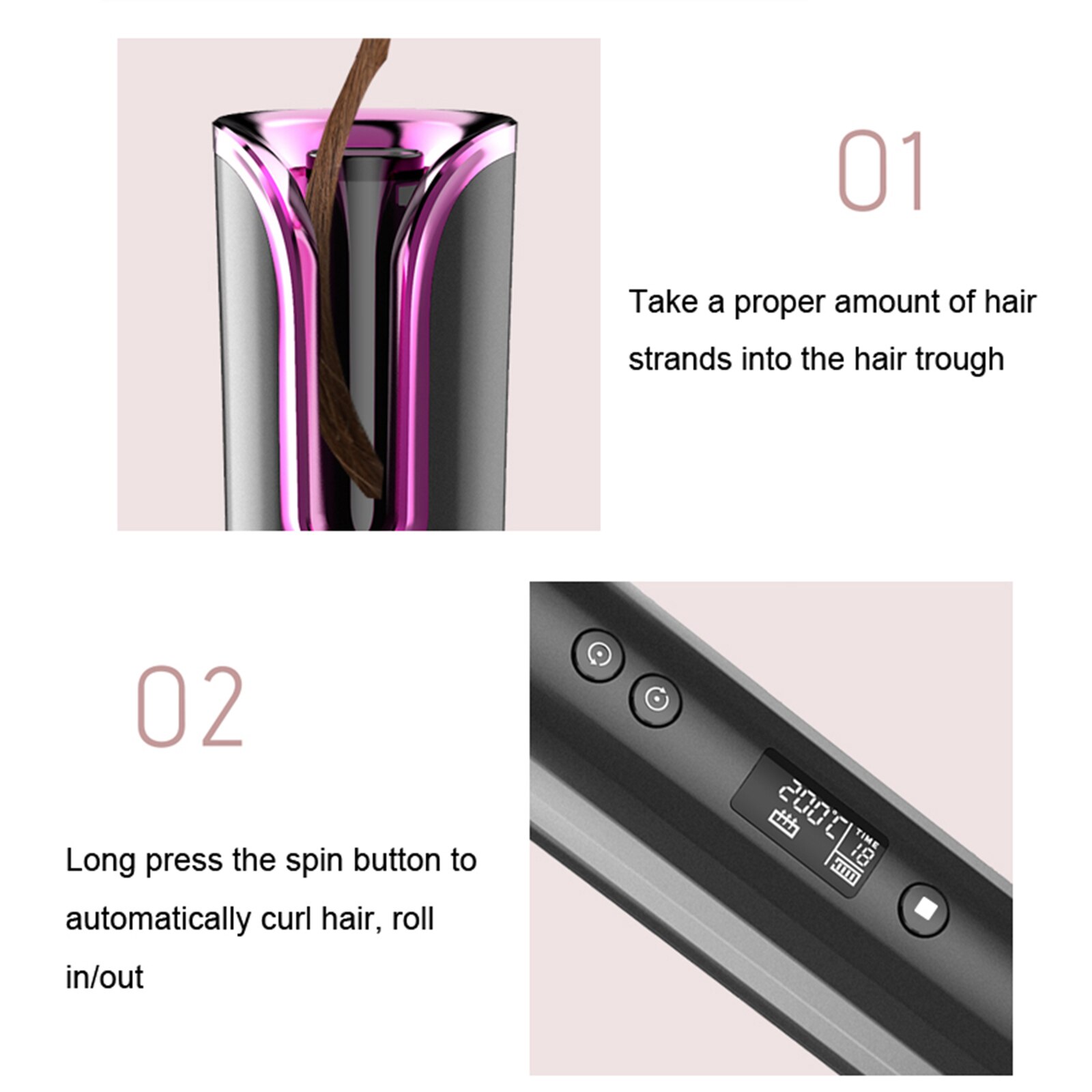 kabellos Automatische Haar Curler eisen drahtlose Eisstockschießen Eisen USB Aufladbare Luft Curler für Locken Wellen LCD Anzeige Keramik Lockige