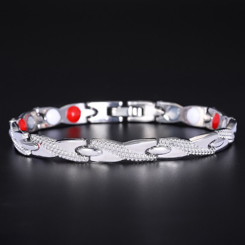 4 IN 1Dragon pattern Magnet BraceleTwisted Healthy Magnetic Women Power Therapy Magnets Bangles Power Therapy Magnets: Silver