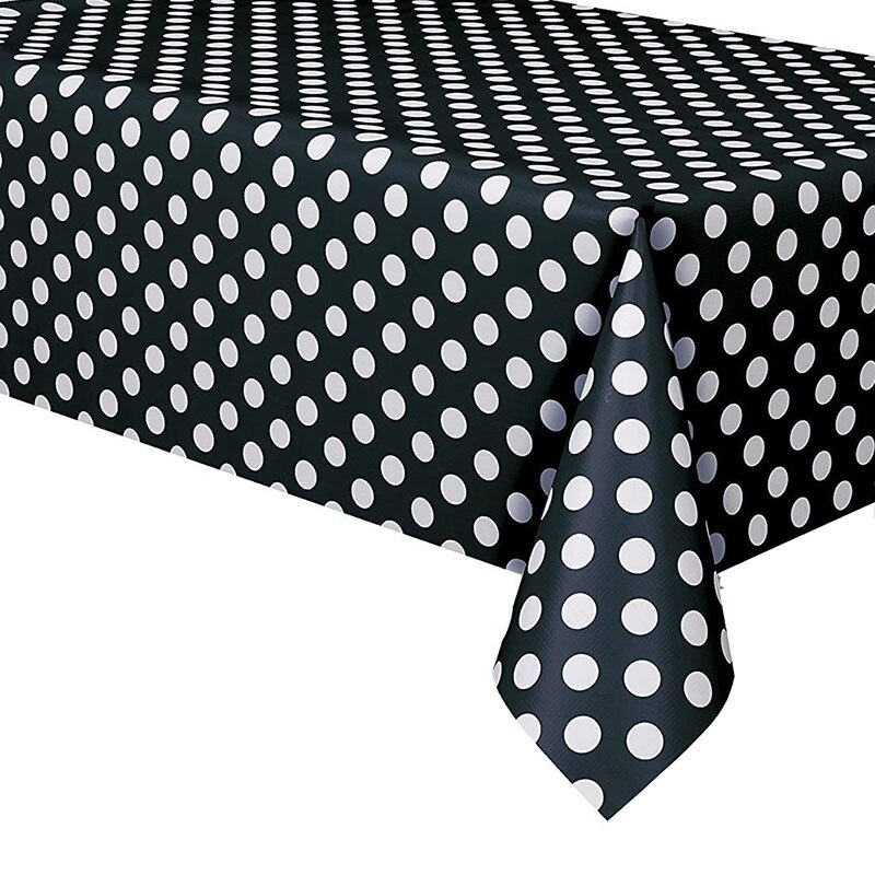 2 Stuks Wegwerp Plastic Tafelkleed Verjaardagsfeestje Decoratie Rechthoek Pe Polka Dot Stippen Tafelkleed: Black