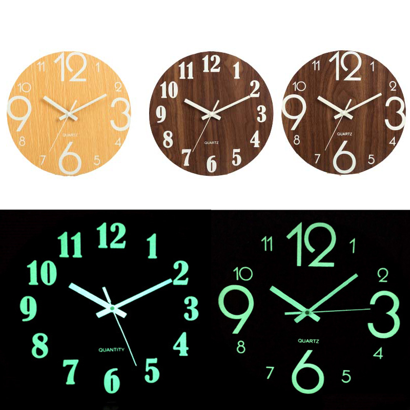 デジタルナンバーウォールクロックdiy 3Dサイレント時計グロウダーク