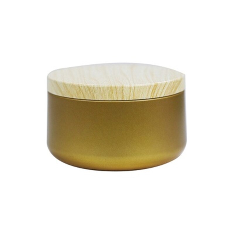 6OZ Solid Metal Candle Jar with Wood Grain Lid Handmade Candles Making Container Mini Tins Storage Box: Gold