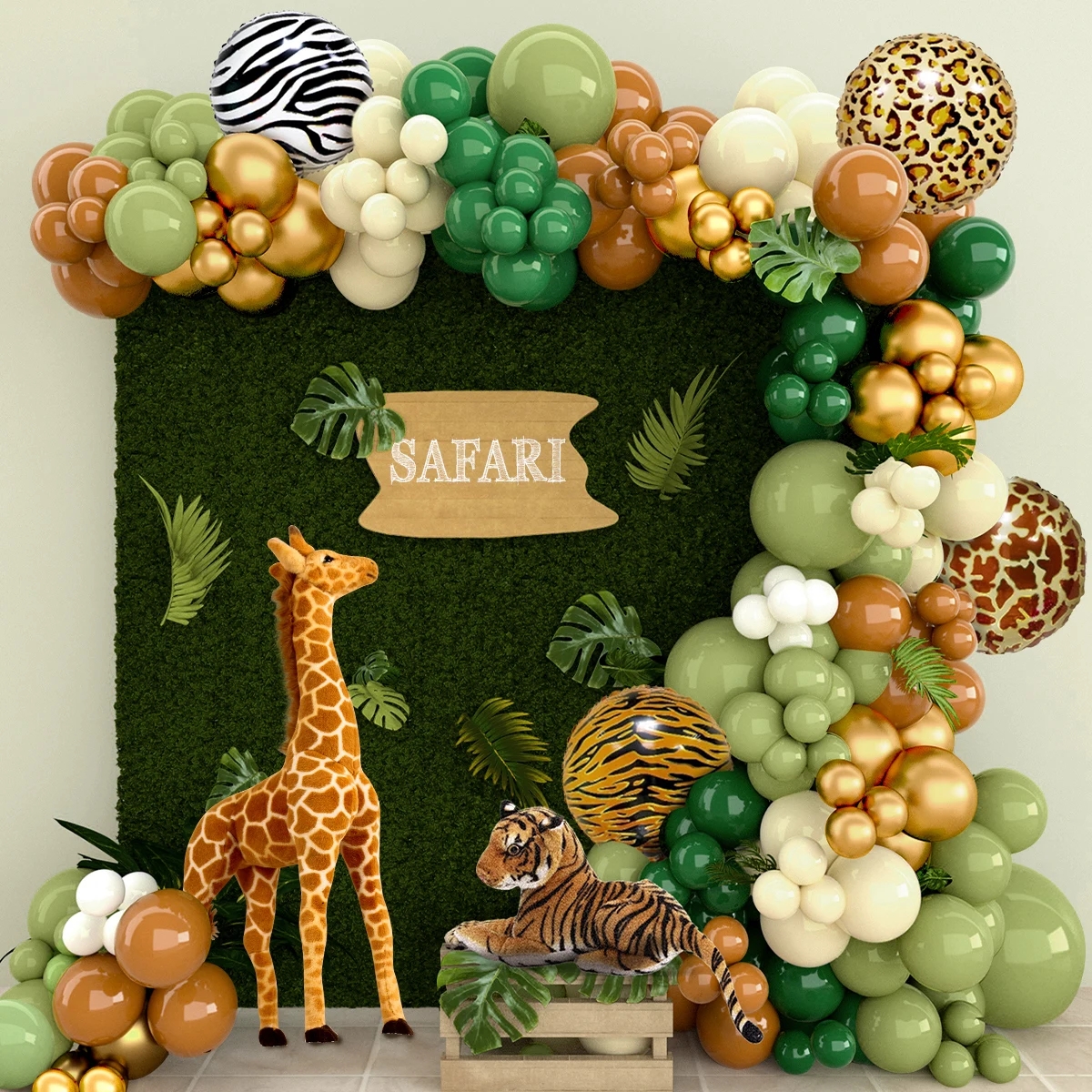 Jungle Safari fête d'anniversaire Animal ballon guirlande arc Kit cerf motif enfant garçon bébé douche décoration Latex ballons fournitures
