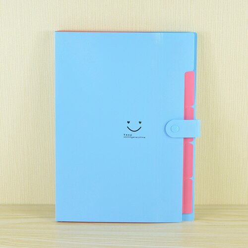 Stationery Student A4 File Folder 5-layer Data Test Paper Bag Multi-function Bill Bag Storage Folder Office Supply: Sky Blue