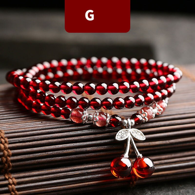 Wein Rot Granat Armbänder Für Frauen Natürliche Edelstein 925 Sterling Silber Schmuck Fox Kürbis Pixiu Schneeflocke Charme Beste Mädchen: Type G