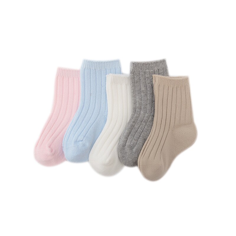 5 paar/set lente/zomer zachte katoenen jongens- en meisjessokken schattige kindersokken voor babyjongens en -meisjes geschikt voor 0-7y