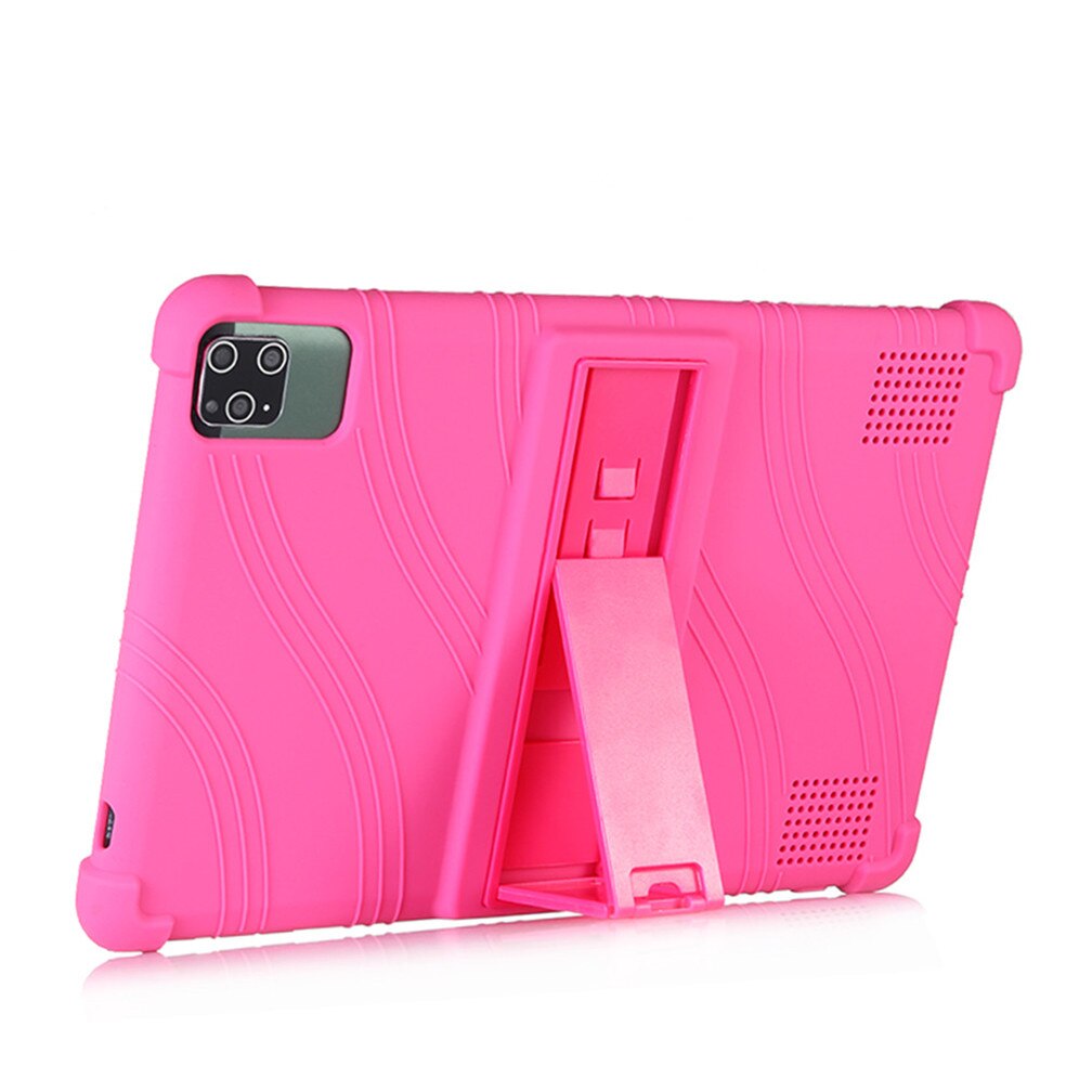 10.1 Inch Tablet Case - Kids Friendly Soft Silicone Adjustable Stand Cover for Android 9.0: Rose