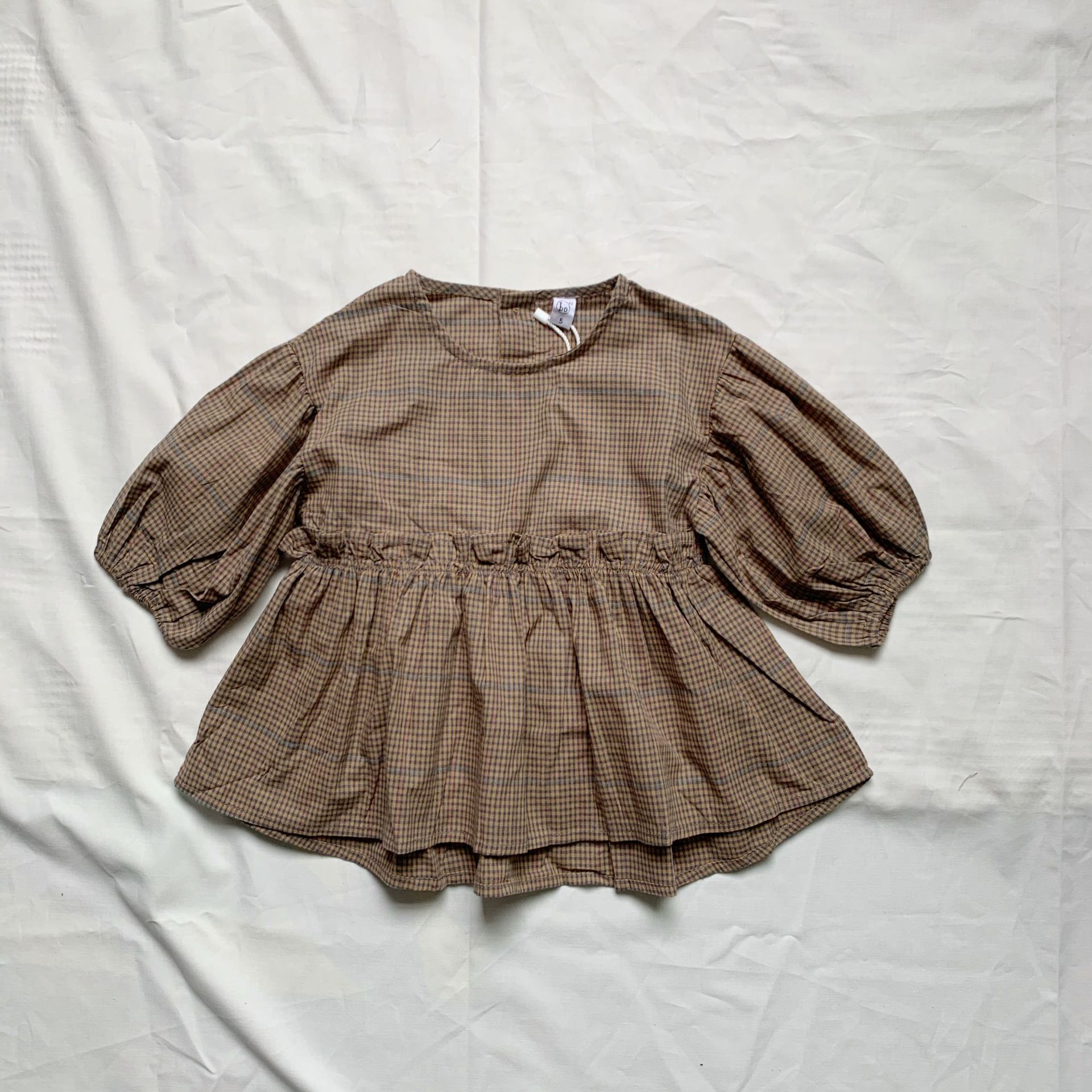 Lente En Zomer Japanse Katoen Plaid Trui Tops Meisjes Blouse: 3T
