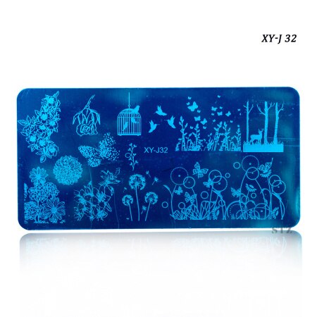 12 x 6cm 16 designs blomster tegneserie blonder gør-det-selv polish stempling nail art stempel skabeloner manicure negle stencils overførselsværktøj xyj 17-32: Xyj 32