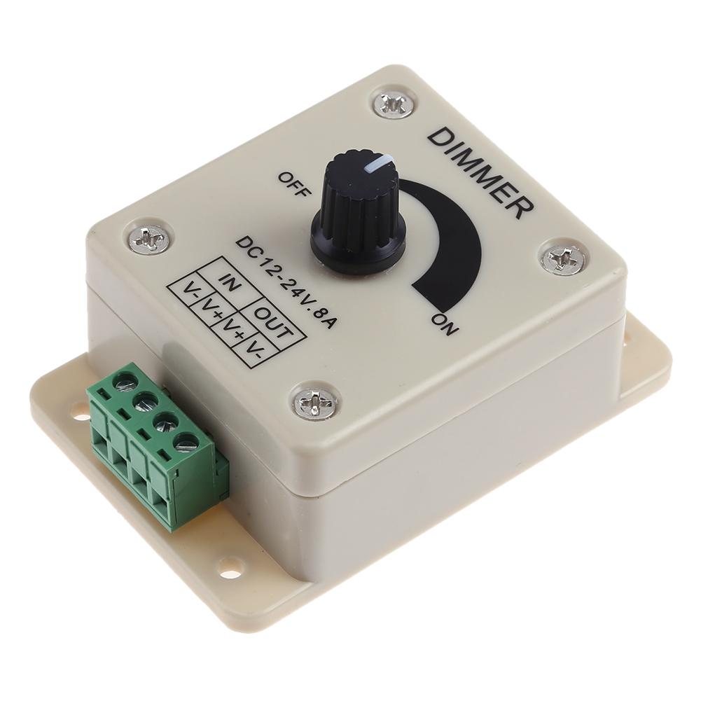 Regulador de intensidad LED de 12-24V 8A, controlador de brillo ajustable de un solo Color, controlador de tira de lámpara, fuente de alimentación, controlador de luz para el hogar