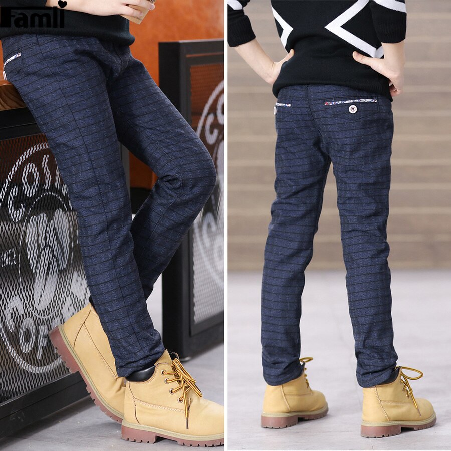 Pants for Boys Casual Trousers Boy Plaid School Pants Elastic Waist Children Full Length Trousers Big Boys Leggings