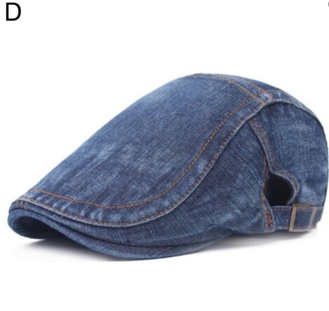 Summer Unisex Casual Beret Hat Flat Cap Newsboy Style Gatsby Hat Adjustable Breathable Mesh Caps Denim Beret Hat: D