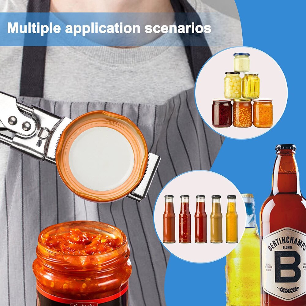 Nuovo apri barattolo regolabile apribottiglie manuale in acciaio inossidabile per mani debole accessori da cucina gadget strumenti