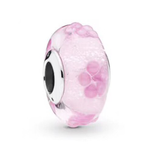 2019 NUOVO 100% 925 Sterling Silver Spring Perle di Vetro Fantasma Elephant Stampe della Zampa Cucciolo ROSSO di Fascino Del Fiore Dei Bambini Dei Monili Delle Donne regalo: 8