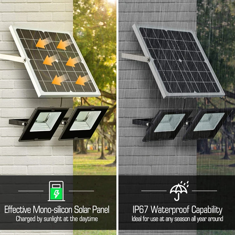 2 head outdoor solar spotlights Aluminum Waterproof Super Bright Solar Street Flood Wall Light With Remote Exterior solar lights