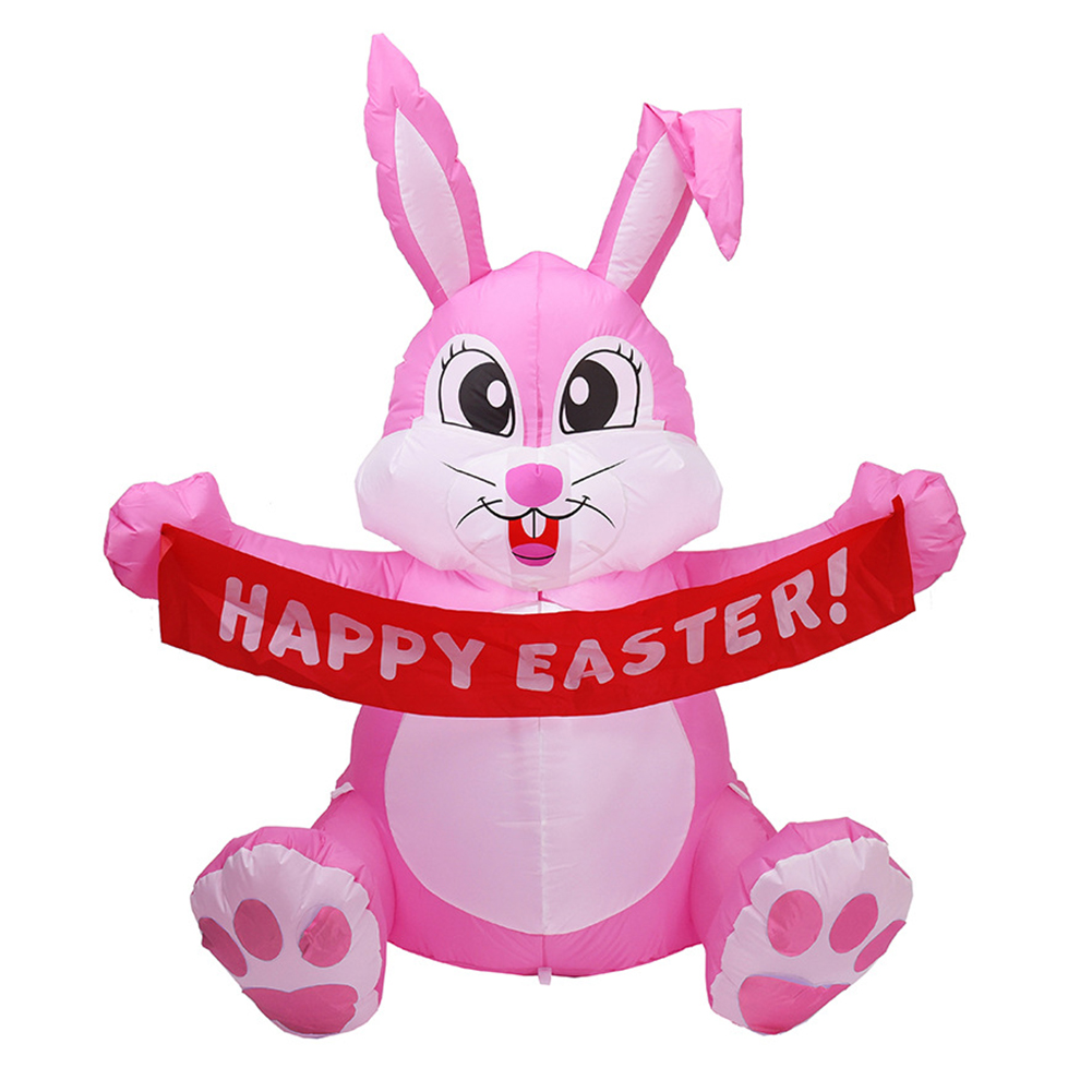 Aufblasbare osterparty-dekoration mit niedlichen, bunten ostereiern und hasen – lustiges spielzeug für drinnen und draußen, aufblasbare gartendekoration: C uns
