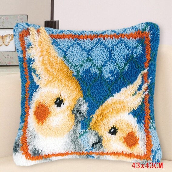 Loquet crochet tapis Kits mignon licorne loquet crochet Animal Foamiran tapis broderie oreiller coussin bouton paquet kussen knooppakket: ABZ347