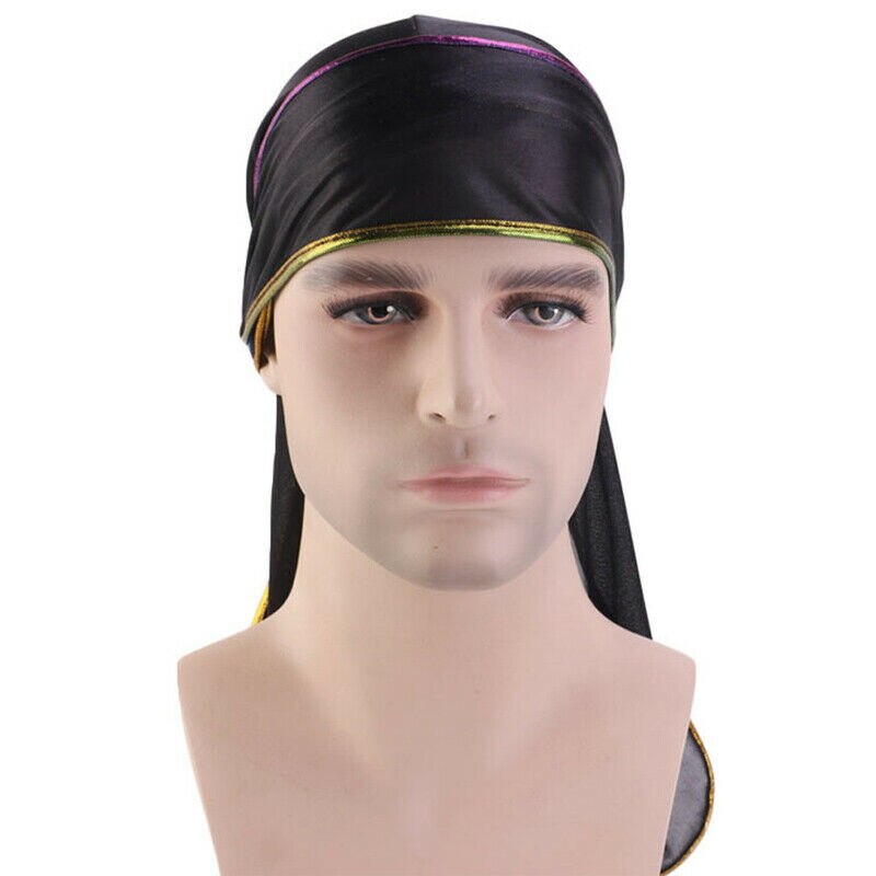 Novedad Unisex hombres mujeres Casual seda satén Bandana sólido turbante accesorios para la cabeza