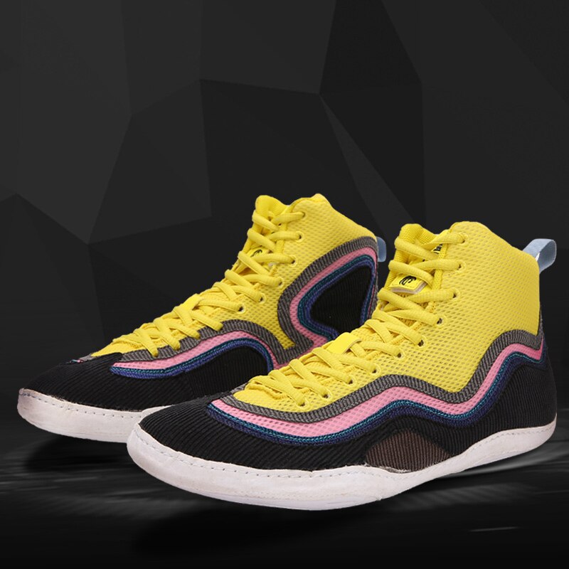 Wrestling Shoes for Men Training Shoes Rubber Sole Sneakers Boxing Shoes Yellow Wrestling Fighting Sneakers