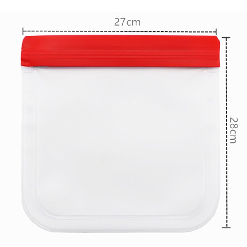 Bolsa de silicona para almacenamiento de alimentos, bolsa PEVA autosellable a prueba de fugas, reutilizable, para congelador, cocina, pan, Bacon, almuerzo para niños, 1 unidad: 6 red