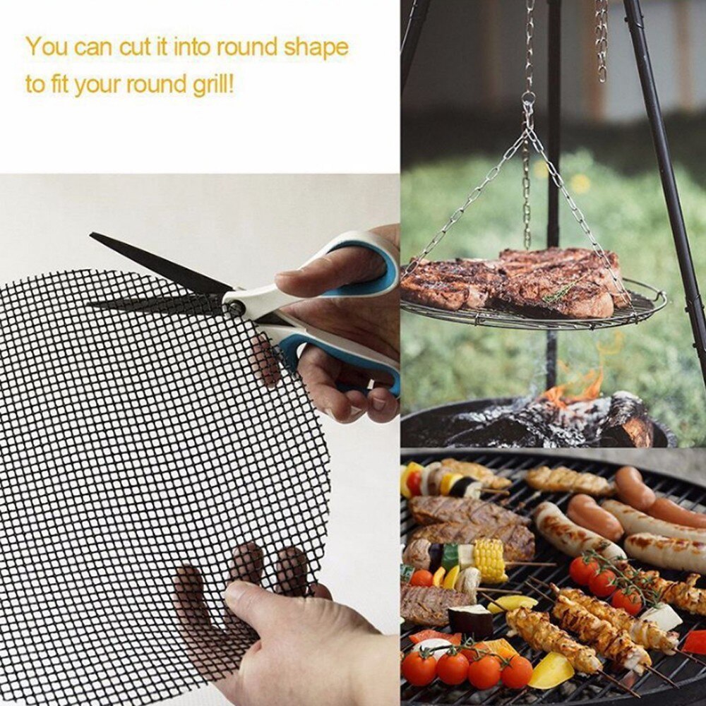 Non Stick Bbq Mesh PTFE Coated Fiberglass Mesh Fabric Grill Mesh Mat Reusable Sheet Resistant Cooking Baking Barbecue