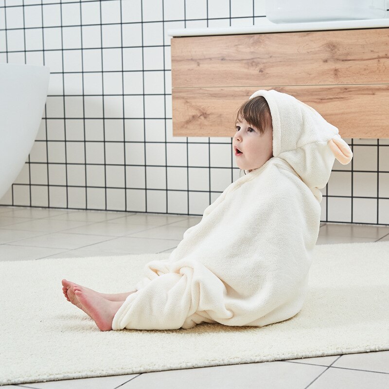 Toalla de baño con capucha para bebé, albornoz suave de lana de Coral para recién nacido, manta de absorción de agua infantil, Animal de dibujos animados: Alpaca