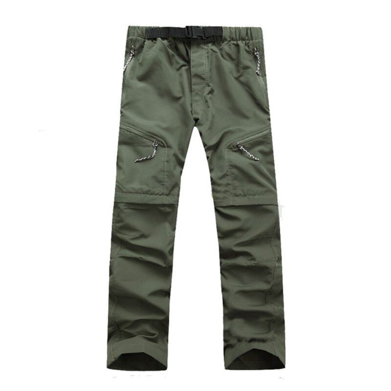 Quick Dry Detachable Hiking Pants Men Outdoor Sport Summer Camping Trekking Climbing Trekking Trousers Breathable Fishing Shorts: Army Green / XL