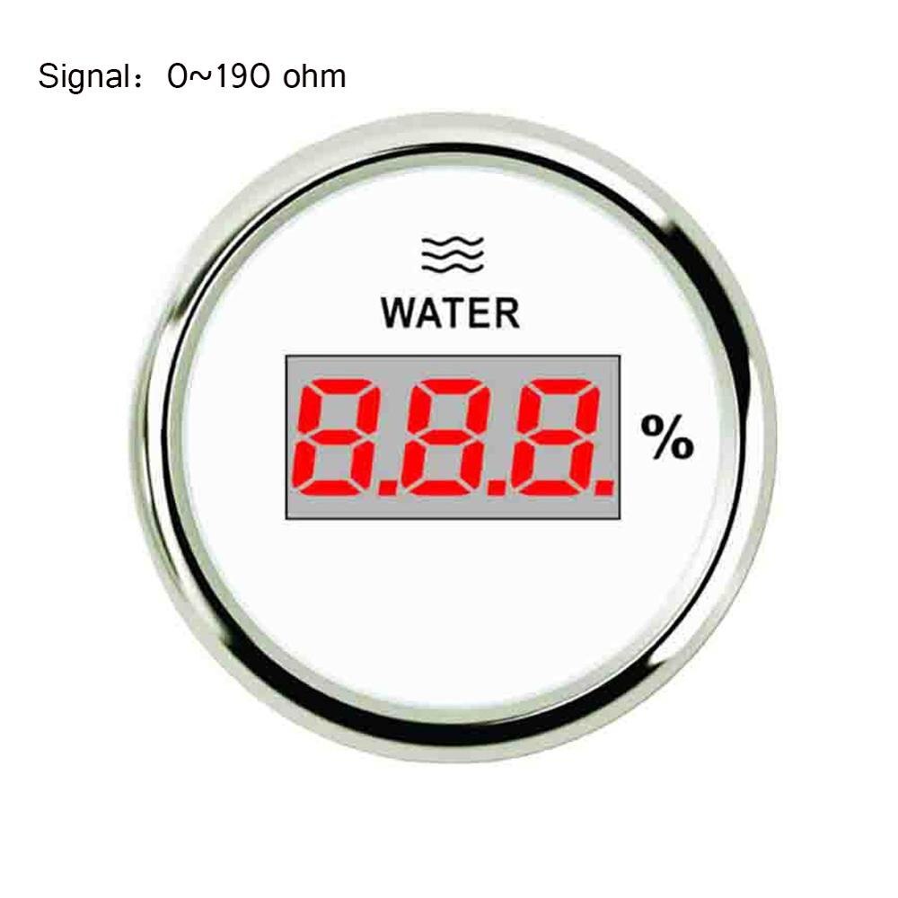 Auto Boot Water Tank Niveau Indicator 0 ~ 190 Ohm Digitale Water Niveau Gauge Voor 9 ~ 32V: White Silver 190 ohm