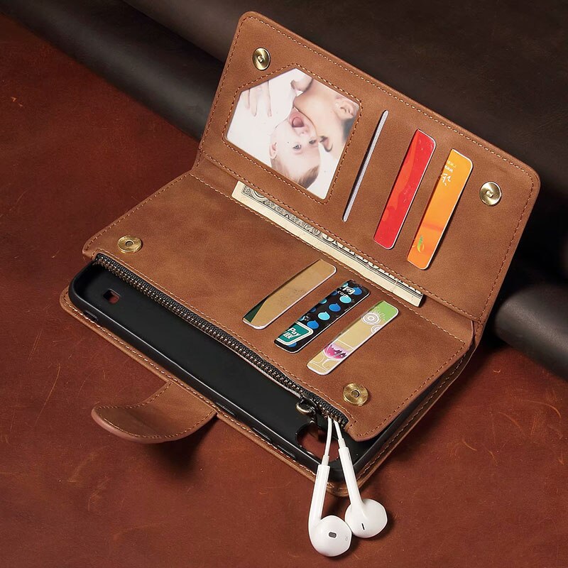 Leather Wallet For OPPO A72 4G CPH2067 Case Magnetic Zipper Wallet Mobile Retro Wallet Flip Card Stand